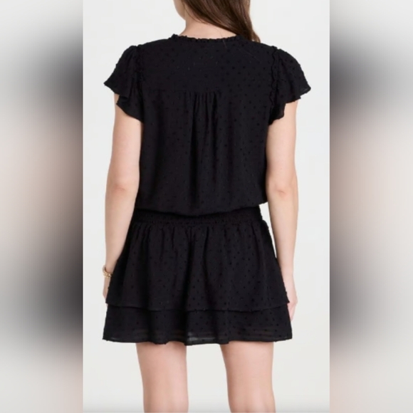 Paige Black Smocked Mini Dress Size S Boho Romantic Feminine Cottagecore - Picture 2 of 15